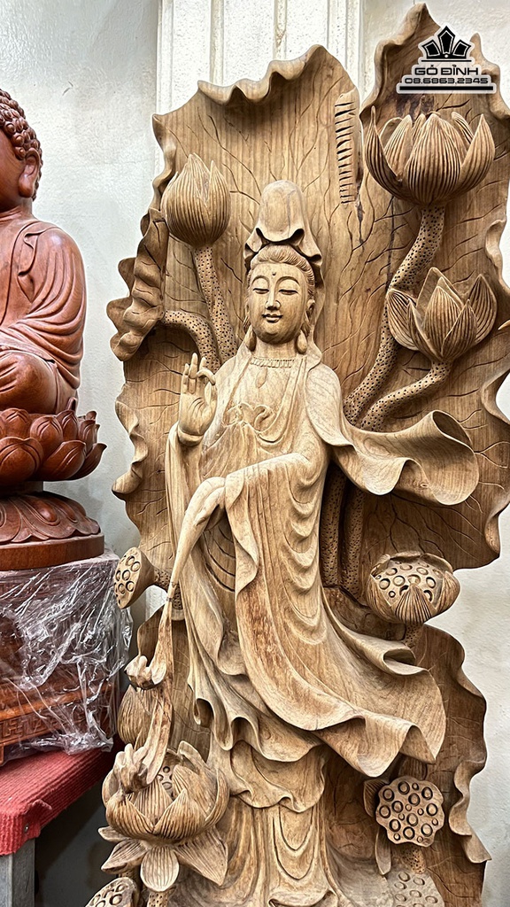 Tượng Phật Quan Âm Gỗ Hương Cao 110 Ngang 40 Sâu 40 (cm) 0