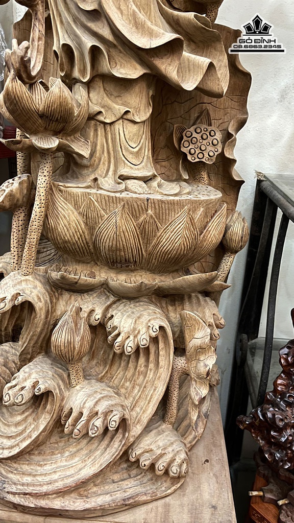 Tượng Phật Quan Âm Gỗ Hương Cao 110 Ngang 40 Sâu 40 (cm)5