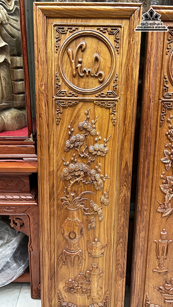 Tranh Gỗ Tứ Bình Gỗ Hương Cao 108 Ngang 30 Sâu 3 (cm) 0