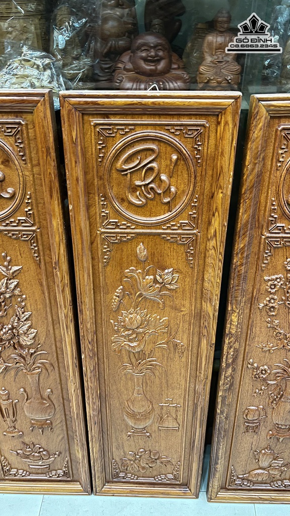 Tranh Gỗ Tứ Bình Gỗ Hương Cao 108 Ngang 30 Sâu 3 (cm)4