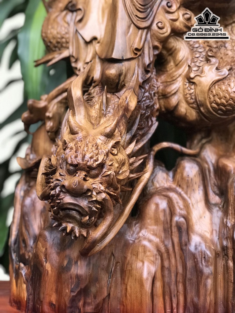 Tượng Phật Quan Âm Ngồi Trên Rồng Gỗ Bách Xanh Cao 98 Ngang 45 Sâu 28 (cm) 1