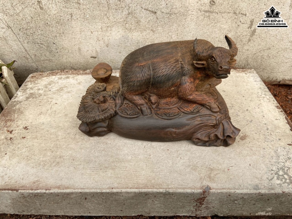 Tượng Trâu Gỗ Trắc Cao 13 Ngang 24 Sâu 13 (cm) 2