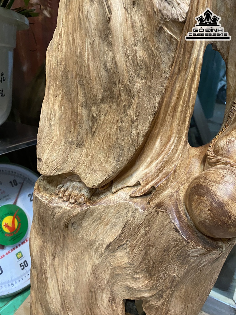 Tượng Đạt Ma Sư Tổ Gỗ Lũa Ngọc Am Cao 97 Ngang 45 Sâu 22 (cm) 0