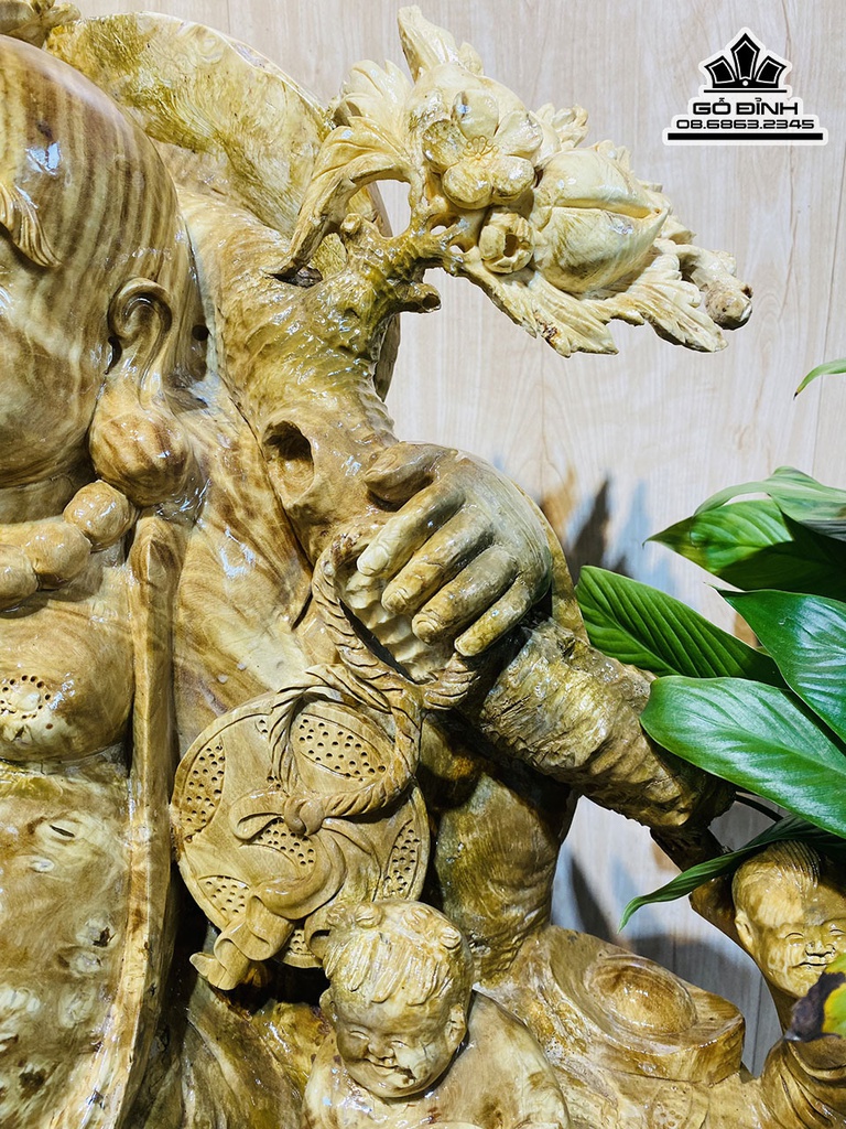 Tượng Phật Di Lặc Gỗ Nu Kháo Cao 94 Ngang 70 Sâu 45 (cm)4