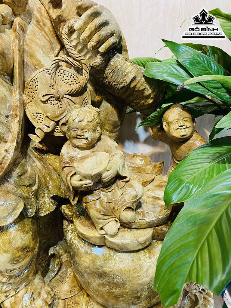 Tượng Phật Di Lặc Gỗ Nu Kháo Cao 94 Ngang 70 Sâu 45 (cm) 8