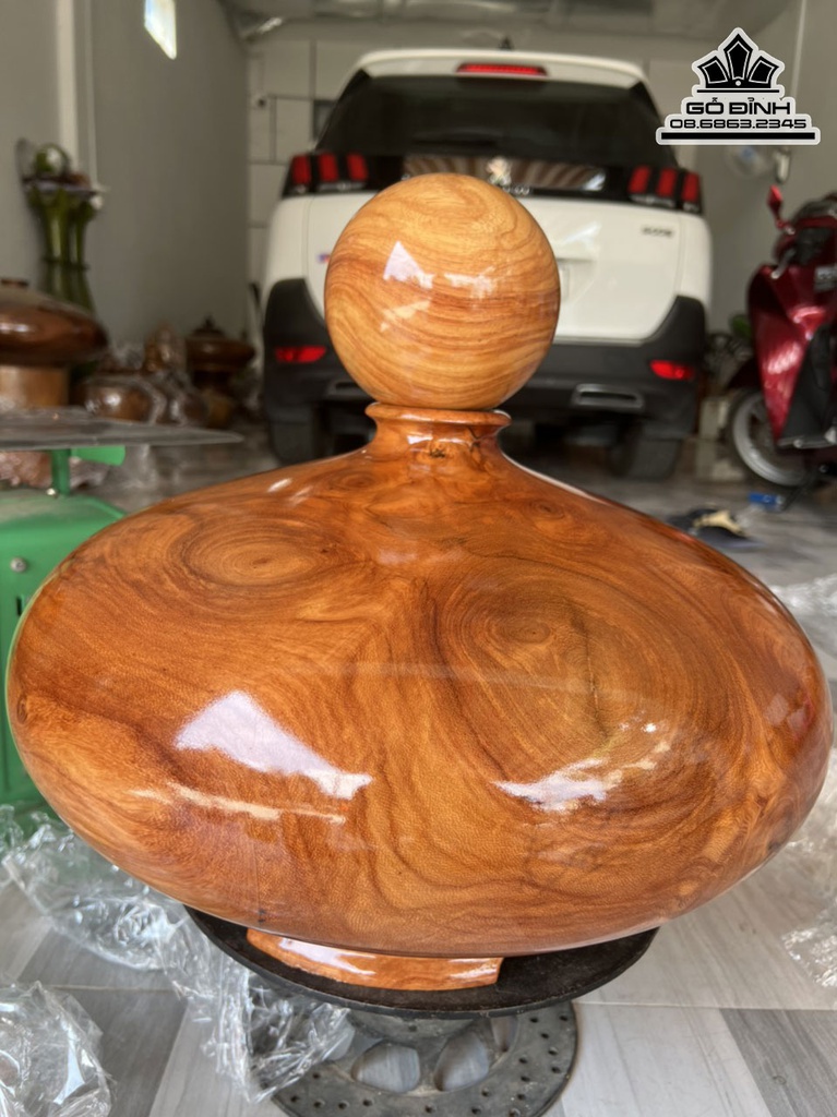 Bình Chum Phú Quý Gỗ Gõ Đỏ Cà Te Cao 28 Đường Kính 45 (cm)2
