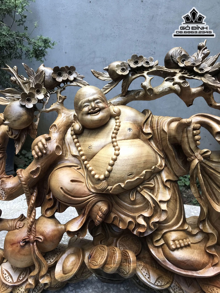 Tượng Phật Di Lặc Gỗ Xá Xị Cao 56 Ngang 106 Sâu 25 (cm) 0