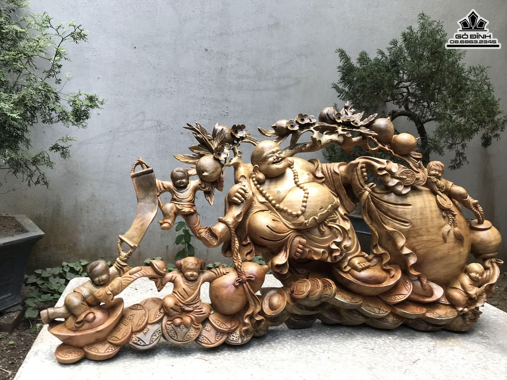 Tượng Phật Di Lặc Gỗ Xá Xị Cao 56 Ngang 106 Sâu 25 (cm) 1