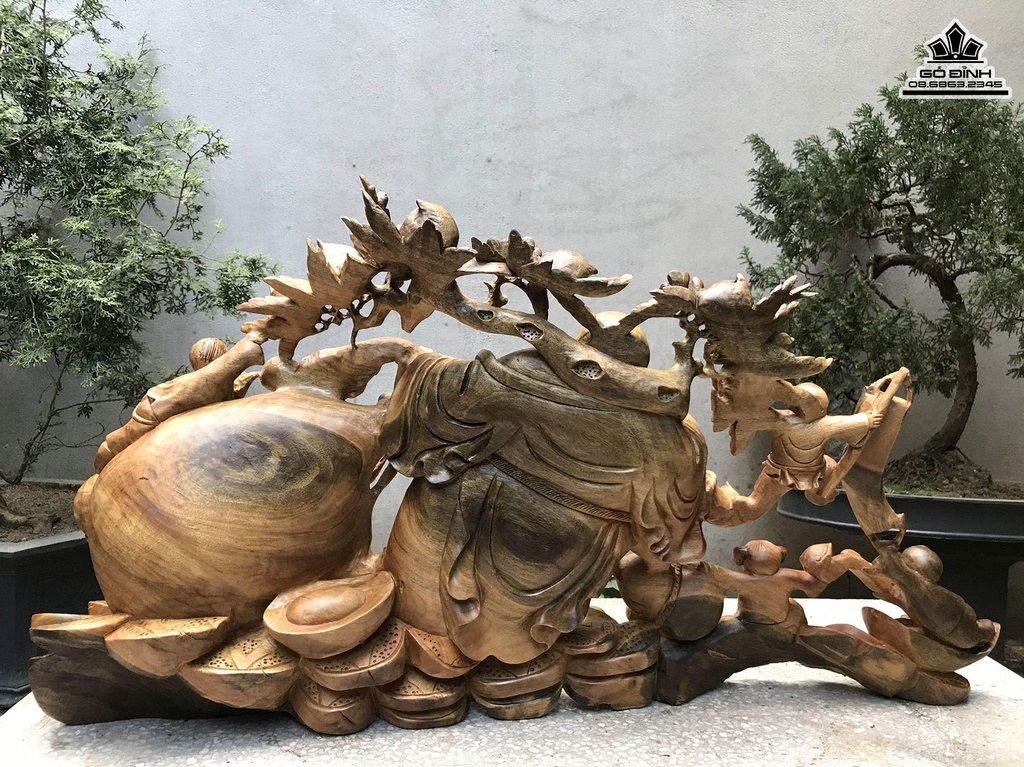 Tượng Phật Di Lặc Gỗ Xá Xị Cao 56 Ngang 106 Sâu 25 (cm)3