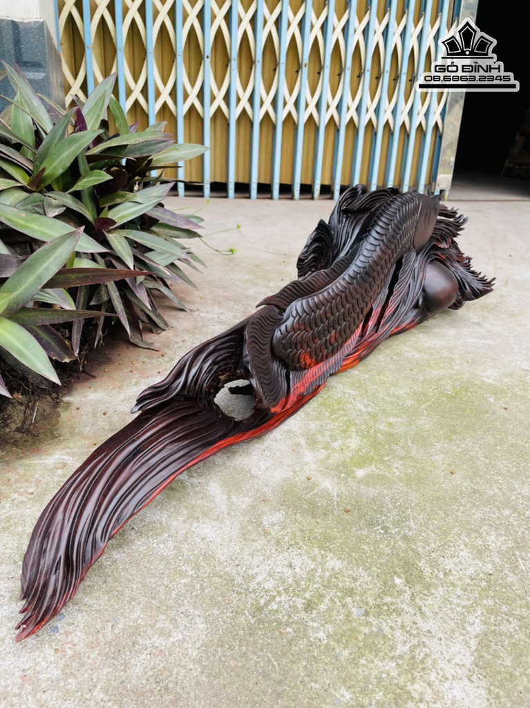 Tượng Cá Gỗ Trắc Cao 25 Ngang 95 Sâu 13 (cm) 1