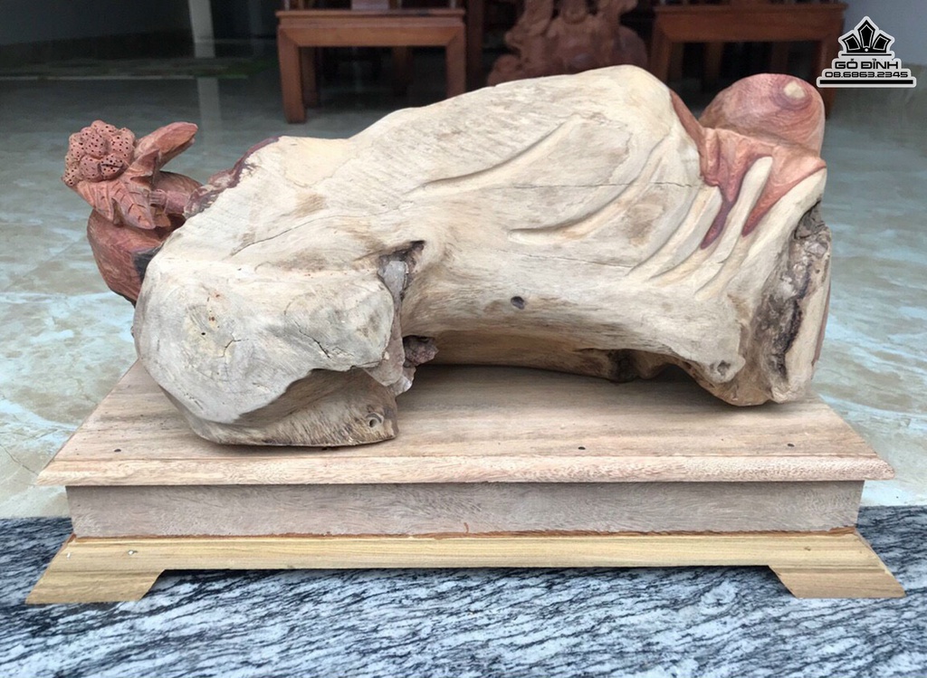 Tượng Phật Di Lặc Ngồi Lá Sen Gỗ Hương Cao 33 Ngang 54 Sâu 22 (cm) 2