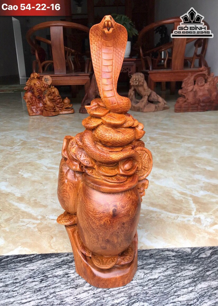 Tượng Rắn Gỗ Hương Cao 54 Ngang 22 Sâu 16 (cm) 0