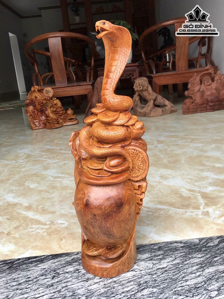Tượng Rắn Gỗ Hương Cao 54 Ngang 22 Sâu 16 (cm) 1