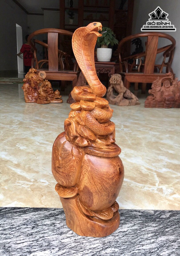 Tượng Rắn Gỗ Hương Cao 54 Ngang 22 Sâu 16 (cm) 2