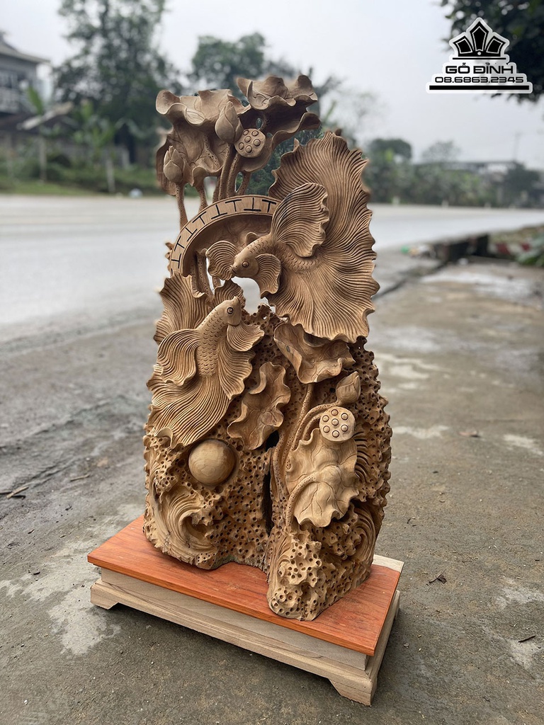 Tượng Cá Xiêm Gỗ Ngọc Am Cao 90 Ngang 48 Sâu 25 (cm) 0