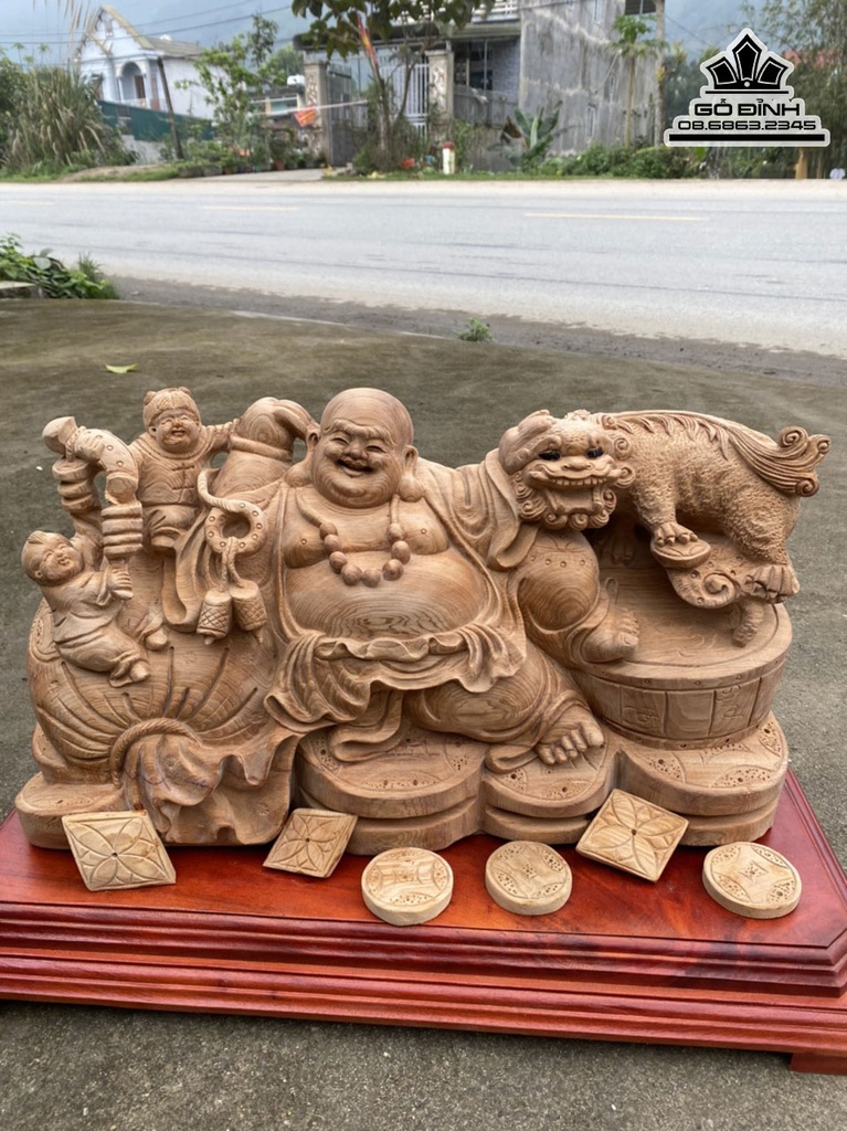 Tượng Phật Di Lặc Gỗ Ngọc Am Cao 28 Ngang 52 Sâu 18 (cm) 0