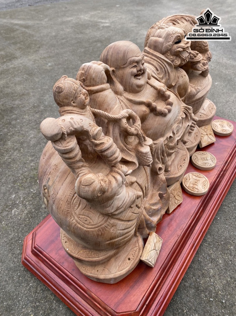 Tượng Phật Di Lặc Gỗ Ngọc Am Cao 28 Ngang 52 Sâu 18 (cm) 4