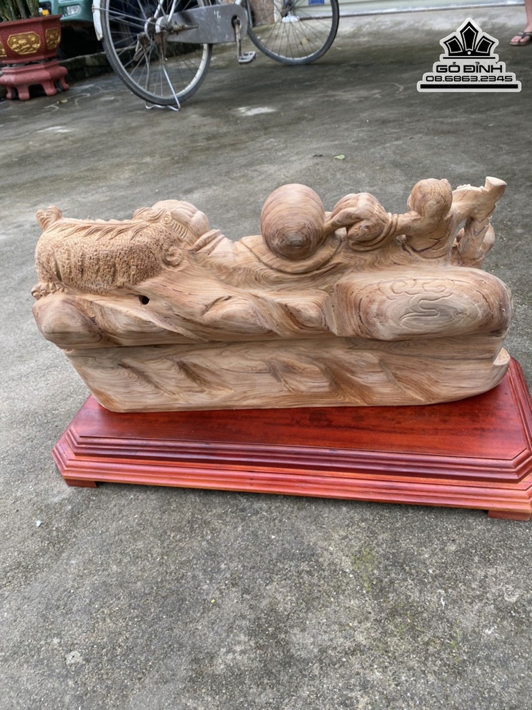 Tượng Phật Di Lặc Gỗ Ngọc Am Cao 28 Ngang 52 Sâu 18 (cm)5