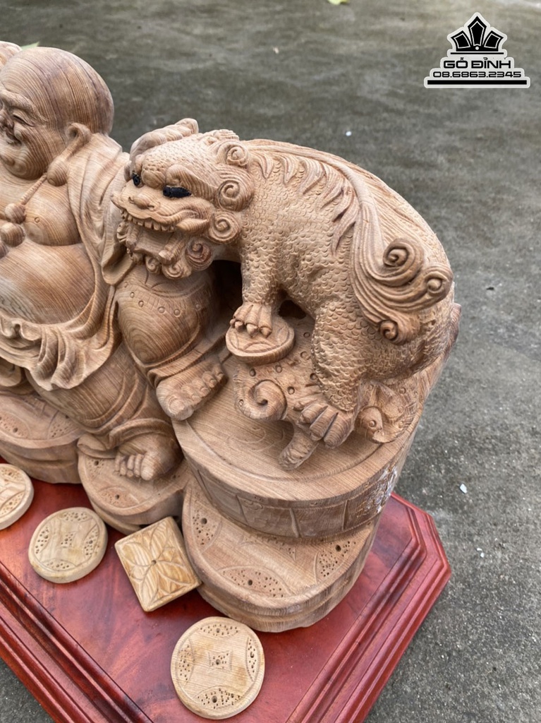 Tượng Phật Di Lặc Gỗ Ngọc Am Cao 28 Ngang 52 Sâu 18 (cm)6