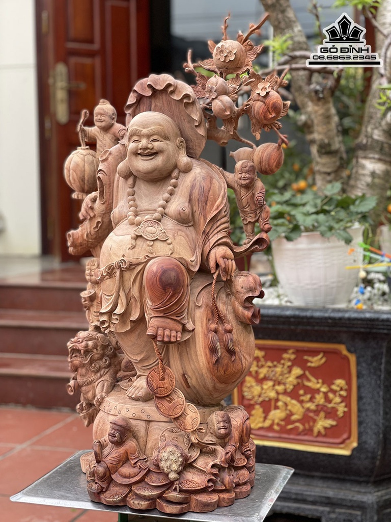 Tượng Phật Di Lặc Gỗ Hương Cao 86 Ngang 45 Sâu 33 (cm) 1