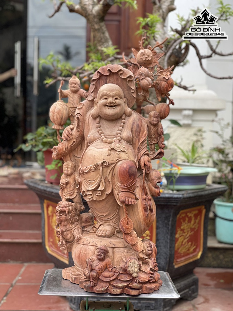 Tượng Phật Di Lặc Gỗ Hương Cao 86 Ngang 45 Sâu 33 (cm) 2
