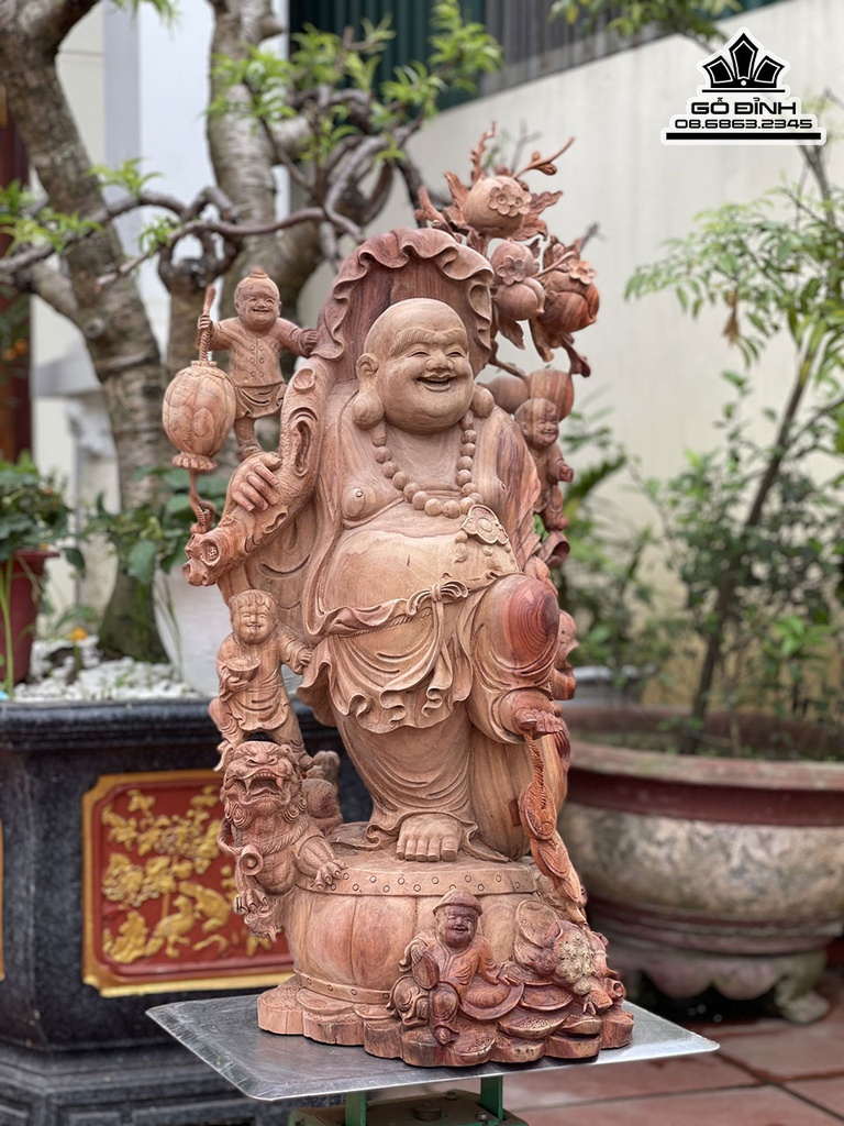 Tượng Phật Di Lặc Gỗ Hương Cao 86 Ngang 45 Sâu 33 (cm) 3