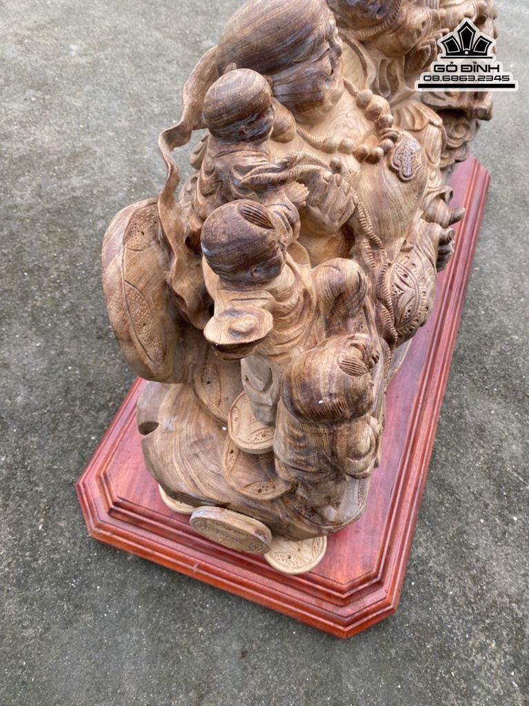 Tượng Phật Di Lặc Ngũ Phúc Gỗ Ngọc Am Cao 32 Ngang 58 Sâu 23 (cm) 4