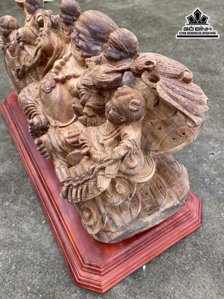 Tượng Phật Di Lặc Ngũ Phúc Gỗ Ngọc Am Cao 32 Ngang 58 Sâu 23 (cm) 5