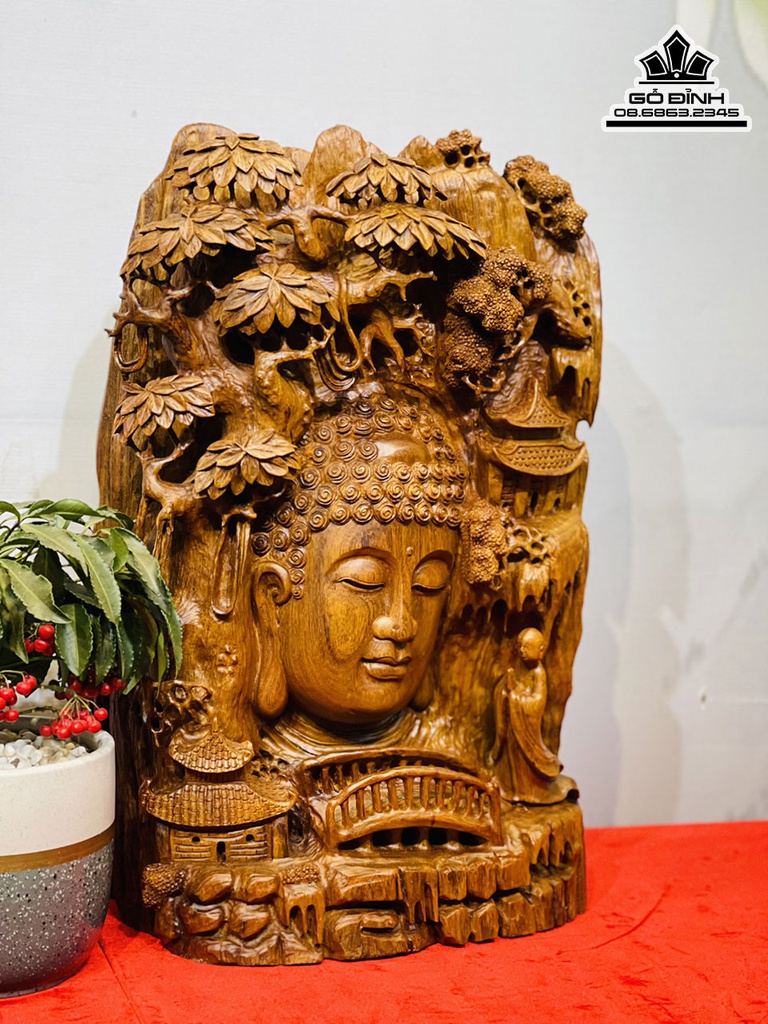 Tượng Nhất Tâm Bái Phật Gỗ Hương Cao 60 Ngang 38 Sâu 16 (cm) 0