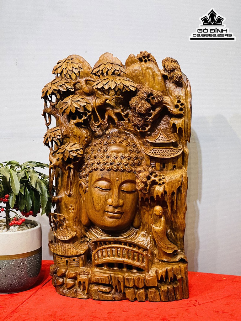 Tượng Nhất Tâm Bái Phật Gỗ Hương Cao 60 Ngang 38 Sâu 16 (cm) 2