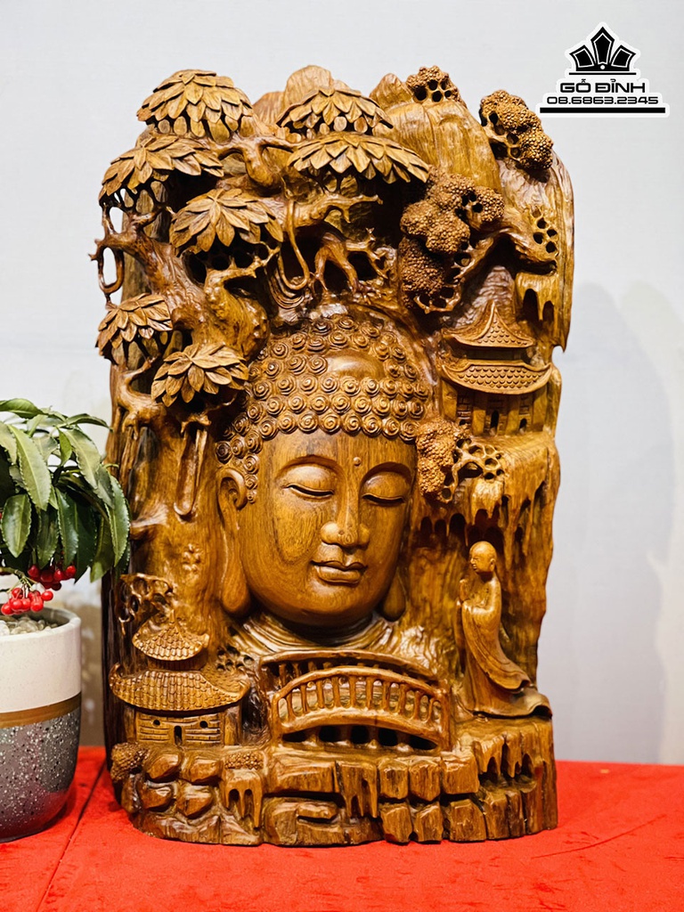 Tượng Nhất Tâm Bái Phật Gỗ Hương Cao 60 Ngang 38 Sâu 16 (cm) 3