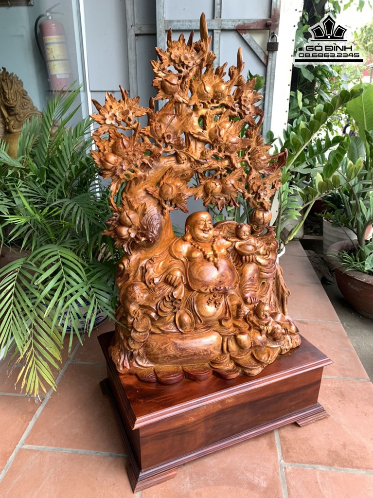 Tượng Phật Di Lặc Tam Phúc Gỗ Hương Cao 126 Ngang 66 Sâu 38 (cm) 3