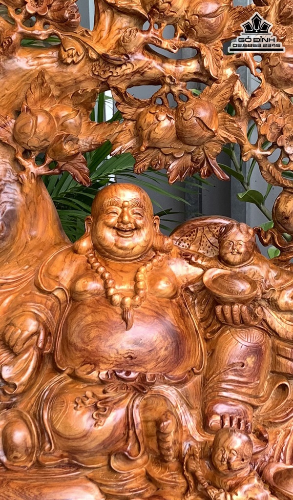 Tượng Phật Di Lặc Tam Phúc Gỗ Hương Cao 126 Ngang 66 Sâu 38 (cm) 4