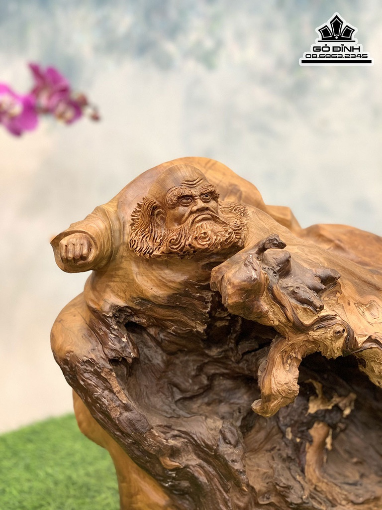 Tượng Đạt Ma Sư Tổ Gỗ Lũa Bách Xanh Cao 35 Ngang 45 Sâu 30 (cm) 0