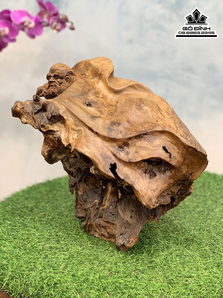 Tượng Đạt Ma Sư Tổ Gỗ Lũa Bách Xanh Cao 35 Ngang 45 Sâu 30 (cm) 2