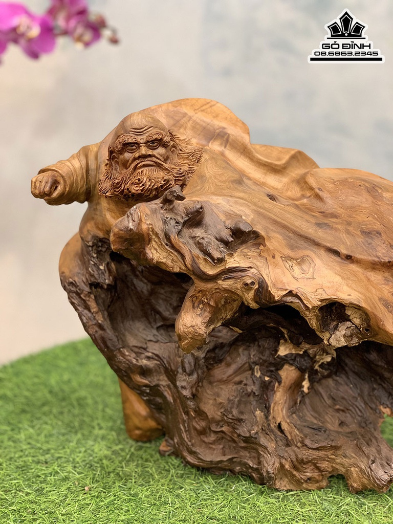 Tượng Đạt Ma Sư Tổ Gỗ Lũa Bách Xanh Cao 35 Ngang 45 Sâu 30 (cm) 4