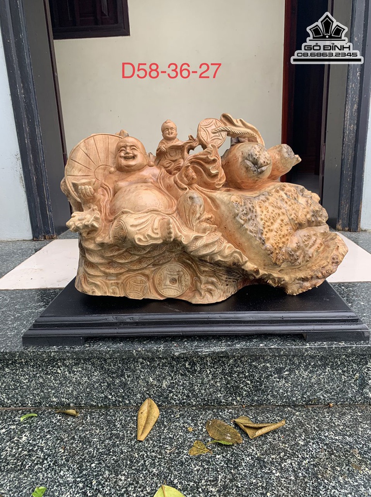 Tương Phật Di Lặc Gỗ Nu Xá Xị Cao 26 Ngang 58 Sâu 27 (cm) 1