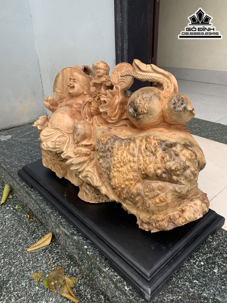 Tương Phật Di Lặc Gỗ Nu Xá Xị Cao 26 Ngang 58 Sâu 27 (cm) 5