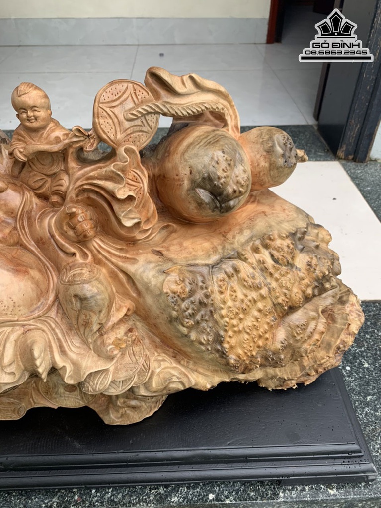 Tương Phật Di Lặc Gỗ Nu Xá Xị Cao 26 Ngang 58 Sâu 27 (cm)8