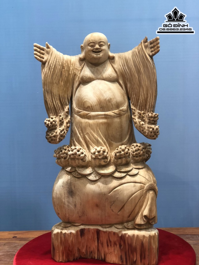 Tượng Phật Di Lặc Nghênh Hỷ Gỗ Ngọc Am Cao 91 Ngang 48 Sâu 27 (cm) 1