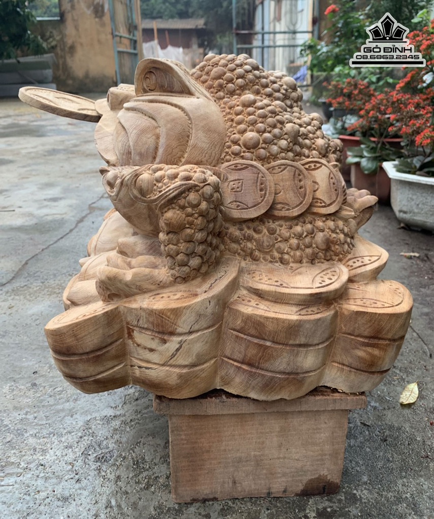 Tượng Cóc Gỗ Ngọc Am Cao 30 Ngang 50 Sâu 33 (cm) 1