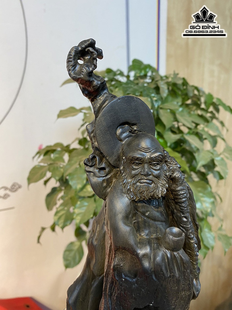 Tượng Đạt Ma Sư Tổ Gỗ Mun Sừng Cao 26 Ngang 10 Sâu 10 (cm) 0