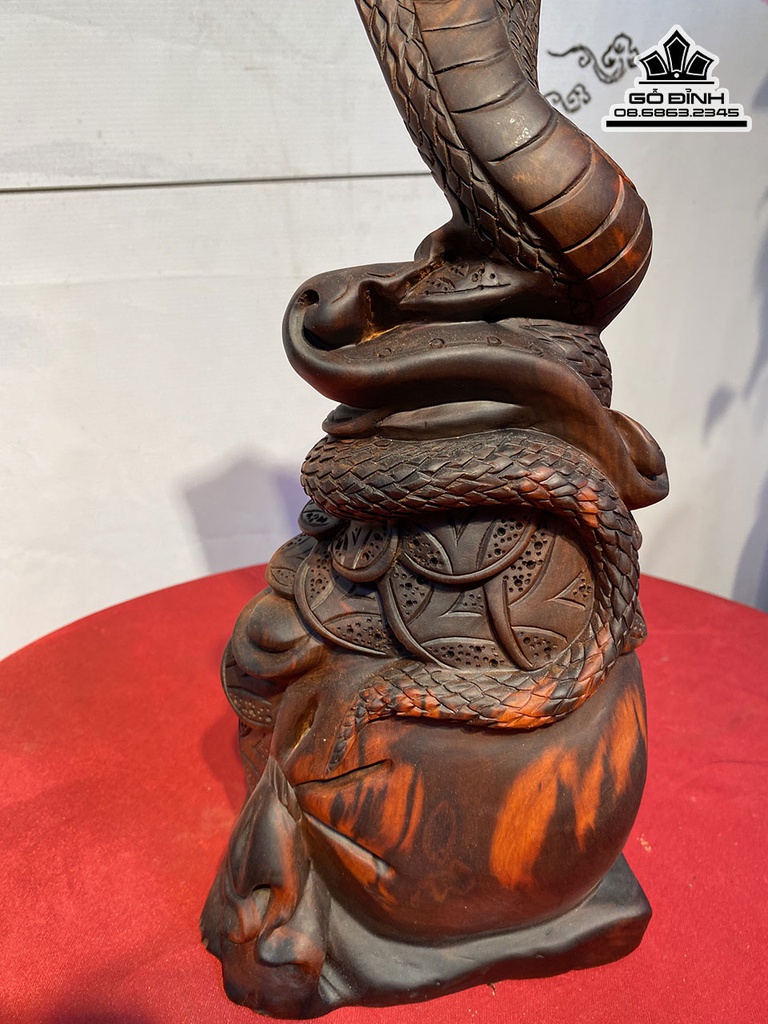 Tượng Rắn Gỗ Trắc Cao 42 Ngang 17 Sâu 10 (cm) 2