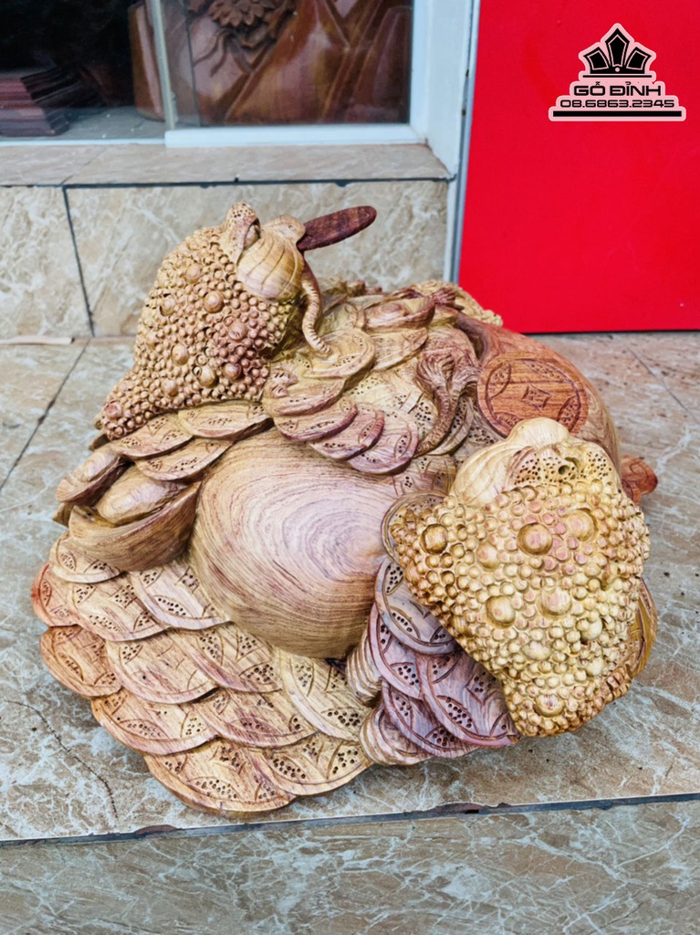 Tượng Cóc (Tam Cóc) Chấn Chum Gỗ Hương Cao 25 Ngang 45 Sâu 35 (cm) 1