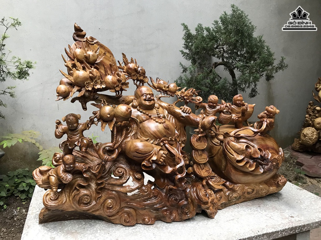 Tượng Phật Di Lặc Gỗ Xá Xị Cao 71 Ngang 110 Sâu 34 (cm) 0