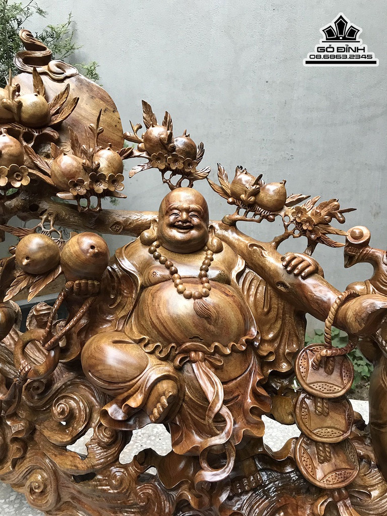 Tượng Phật Di Lặc Gỗ Xá Xị Cao 71 Ngang 110 Sâu 34 (cm) 2