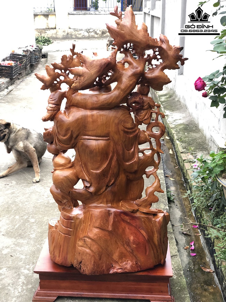 Tượng Phật Di Lặc Tam Phúc Gỗ Hương Cao 128 Ngang 63 Sâu 33 (cm) 3
