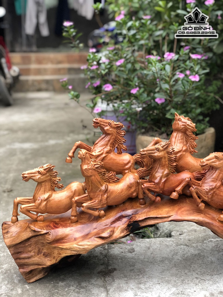 Tượng Ngựa (Bát Mã)Gỗ Hương Cao 45 Ngang 80 Sâu 29 (cm) 2