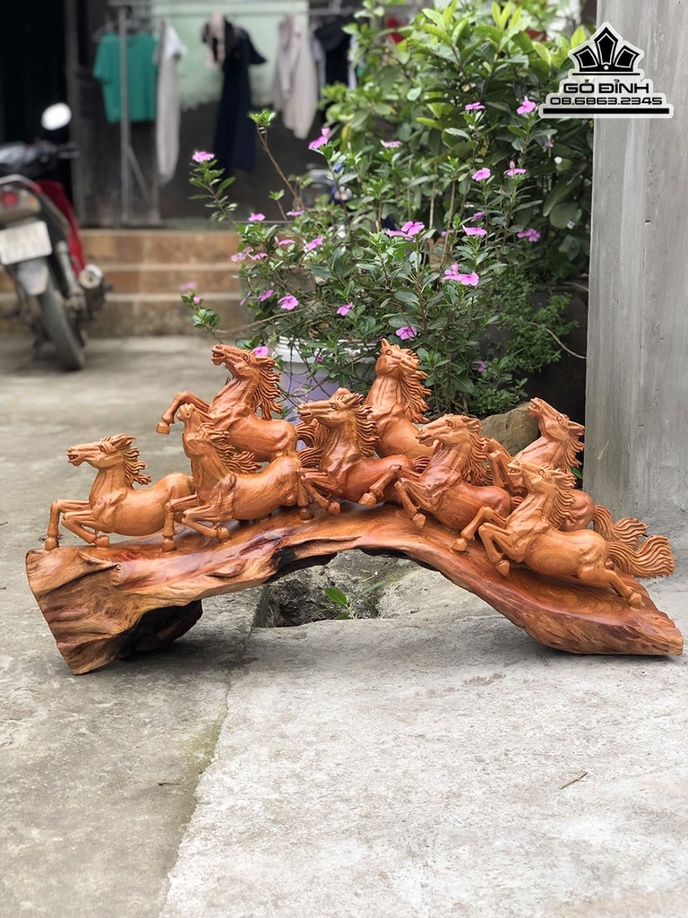 Tượng Ngựa (Bát Mã)Gỗ Hương Cao 45 Ngang 80 Sâu 29 (cm) 3