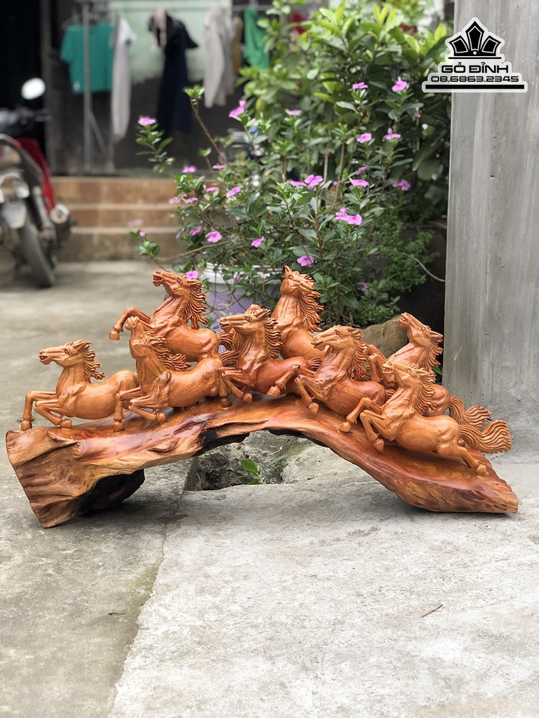 Tượng Ngựa (Bát Mã)Gỗ Hương Cao 45 Ngang 80 Sâu 29 (cm) 4